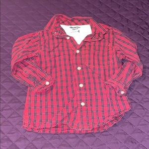 Sz 4 Red Plaid OshKosh Buttoned Shirt